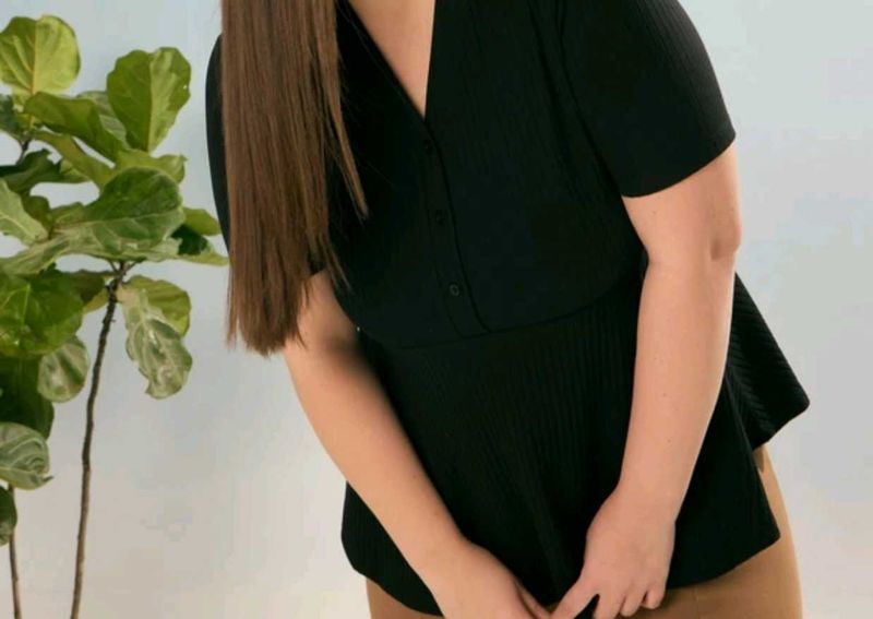 Chic Black Peplum Top