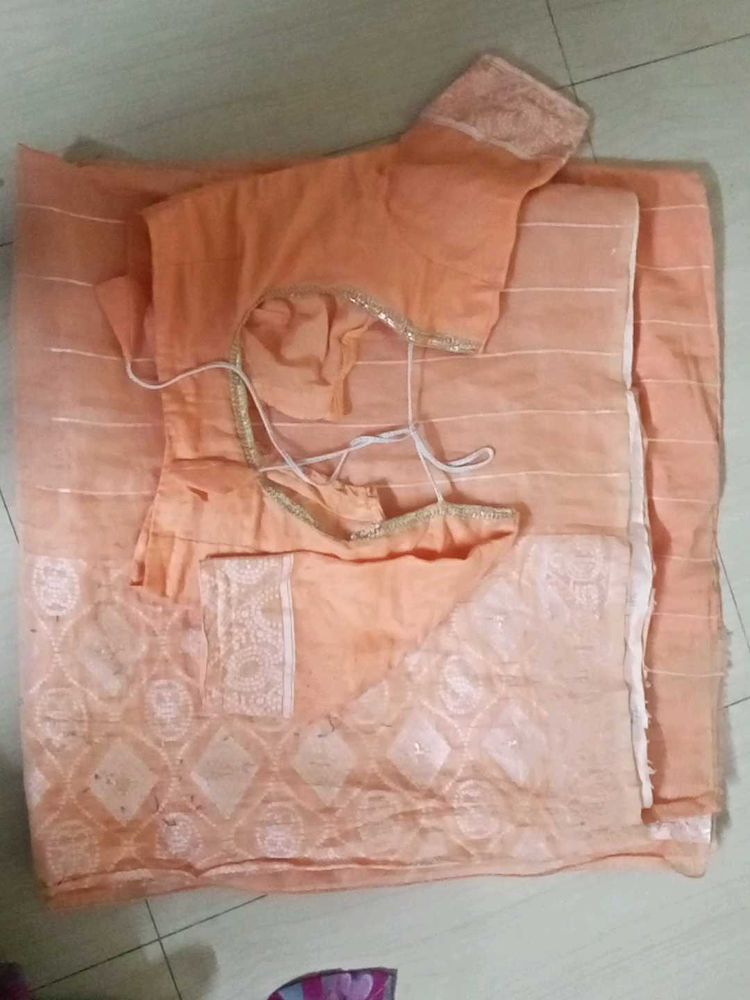 Peach Saree with Blouse