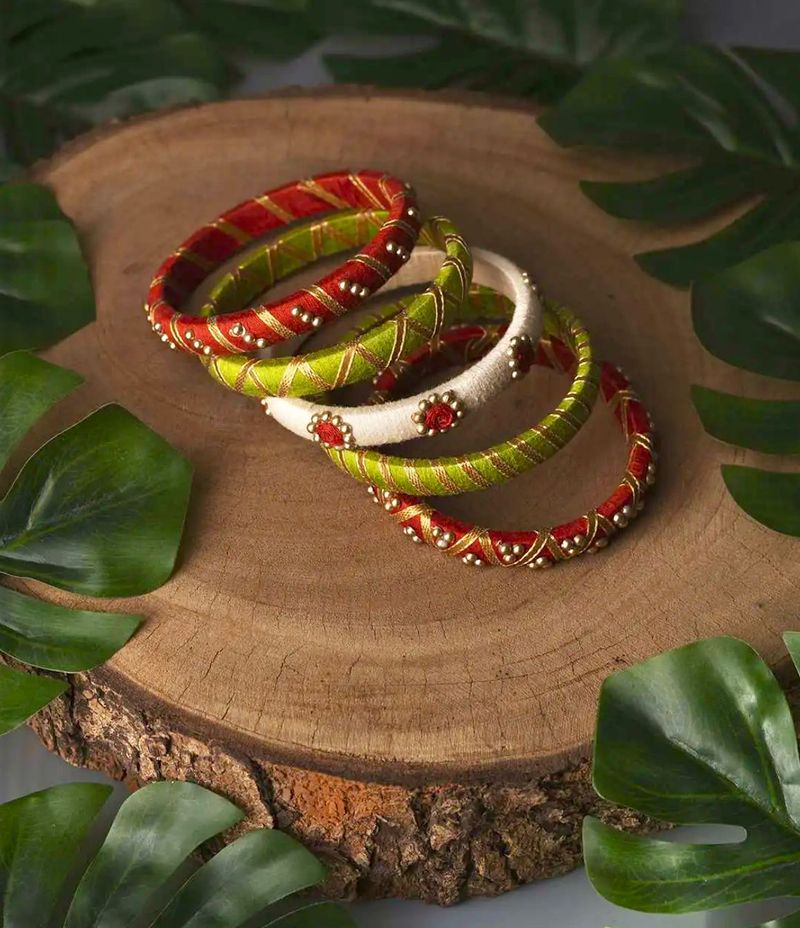 Silk Thread Bangles Set