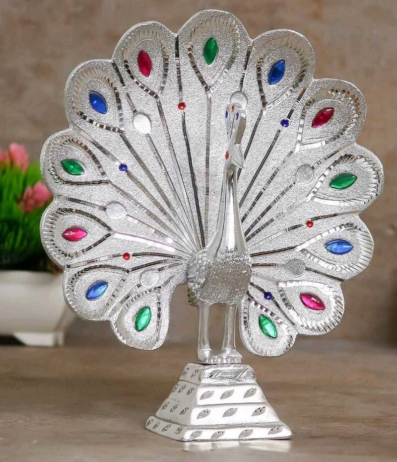 🦚Premium Aluminium Meenakari Peacock Figurine