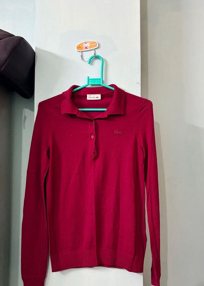 Lacoste Red Long Sleeve Top