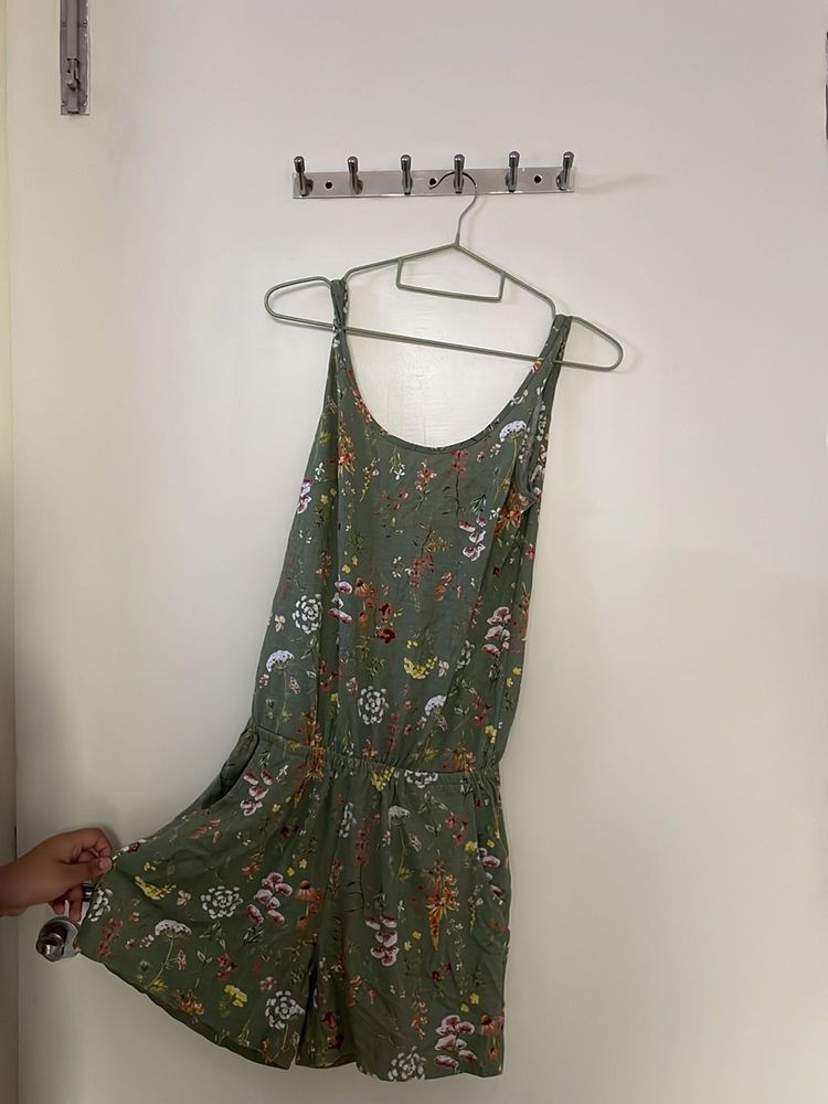 Floral Green Romper
