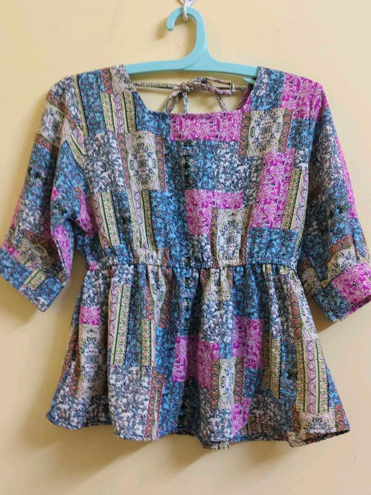 Colorful Patchwork peplum Top