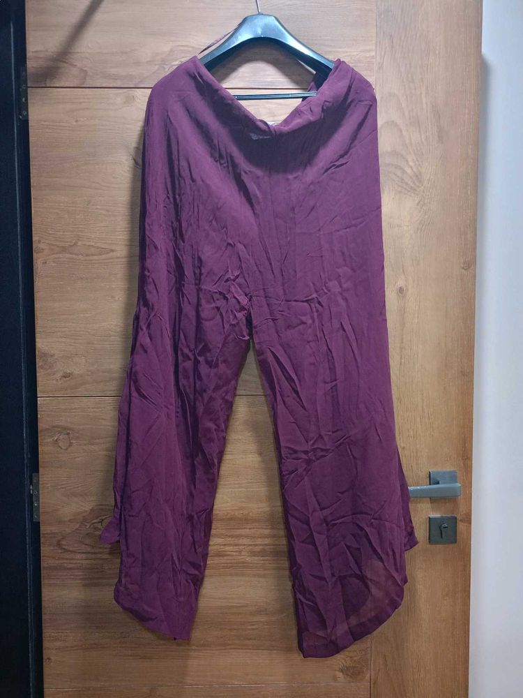 Maroon Flared Palazzo Pants