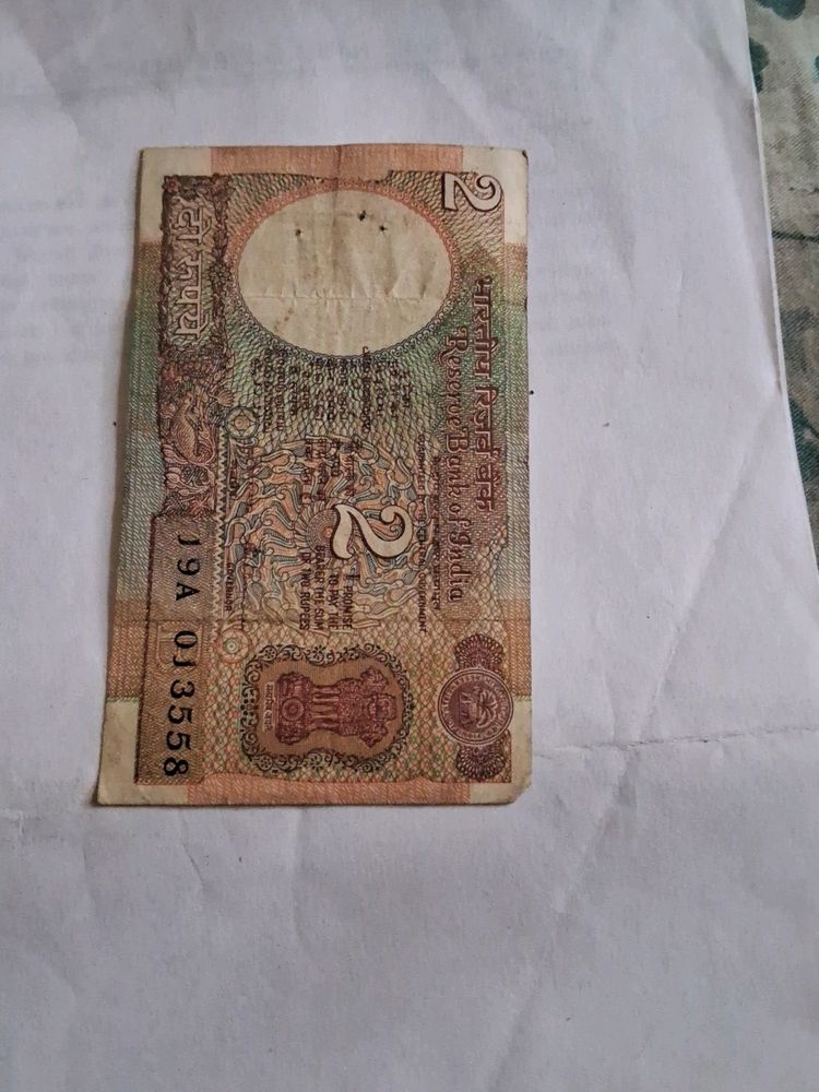 Original Old 2 Rupees Note