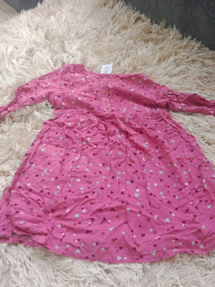 Cute Girls' Heart Print Dress