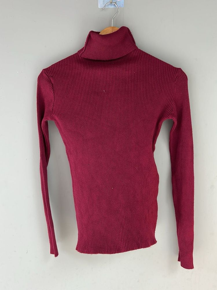Burgundy Turtleneck Top