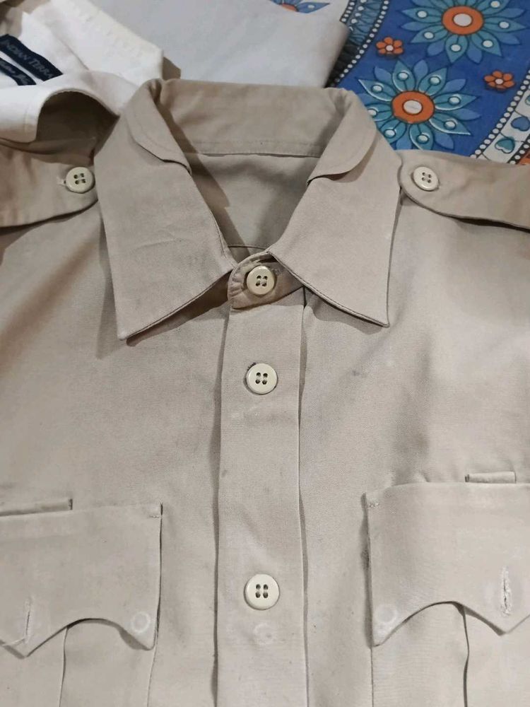 Vintage Tan Button-Down Shirt