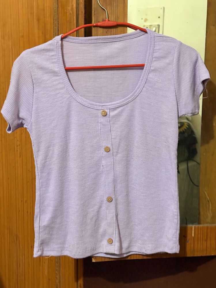 Cute Lilac Button-Down Top