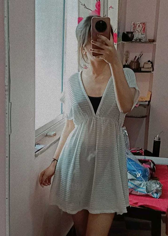 White Knit Mini Dress