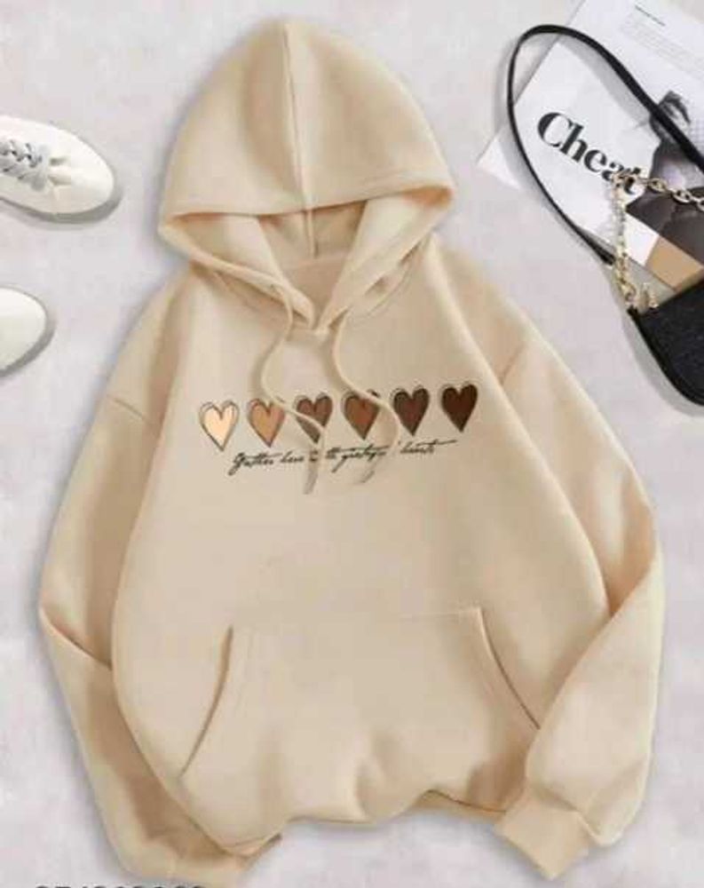 Women Hoodie With Heart Prints