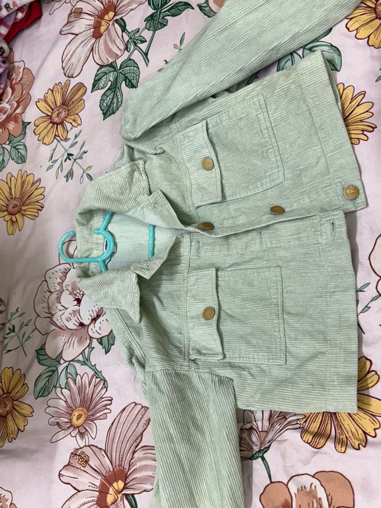 light green crop stylish jacket
