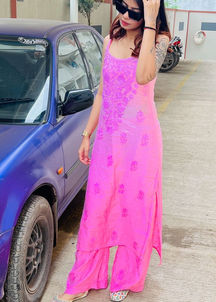 Pink Embroidered Kurta Set