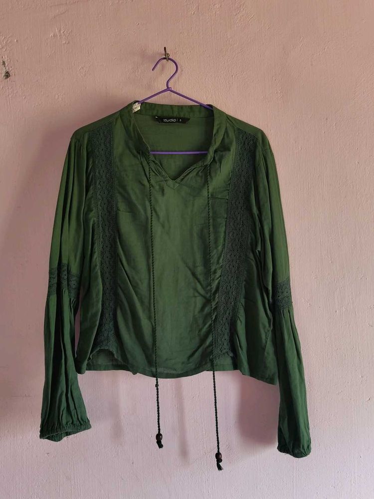 Green Long Sleeve Blouse