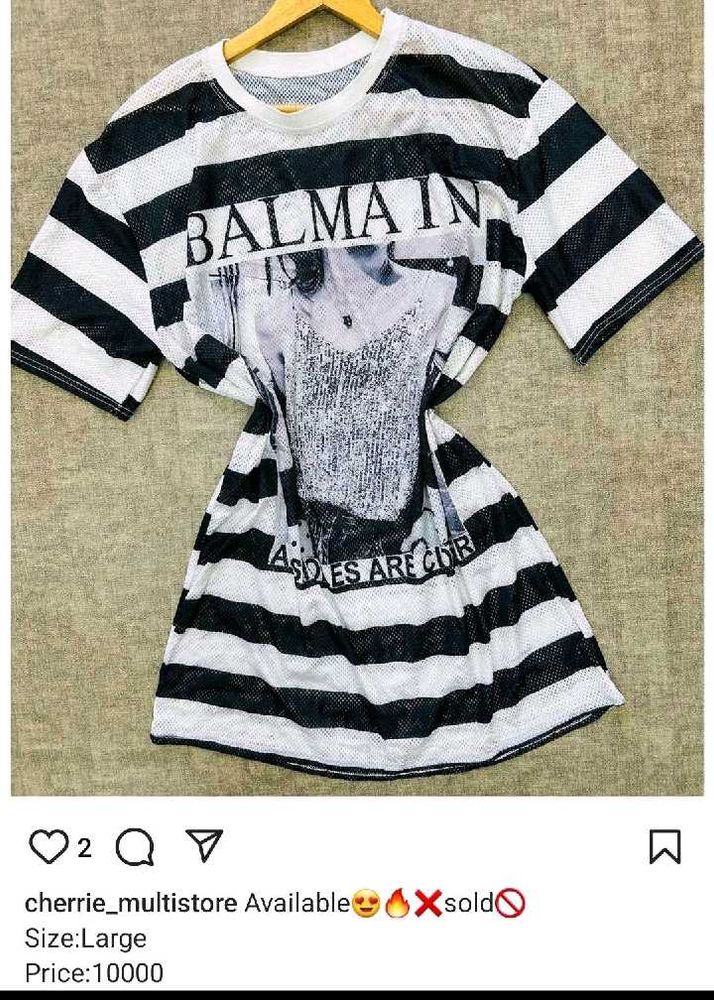 Balmain Striped Mesh Tee