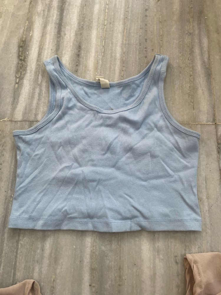 Blue Crop Tank Top
