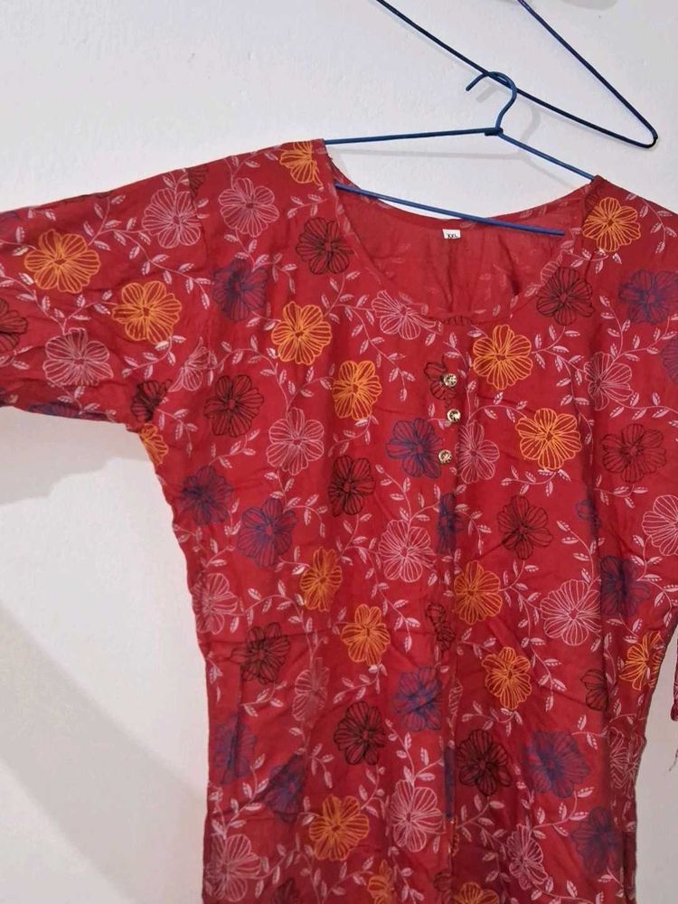 Red Floral Kurta