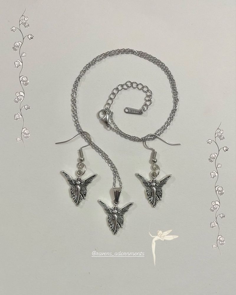 Y2k Vintage Fairycore Angel Jewelry Set: Necklace