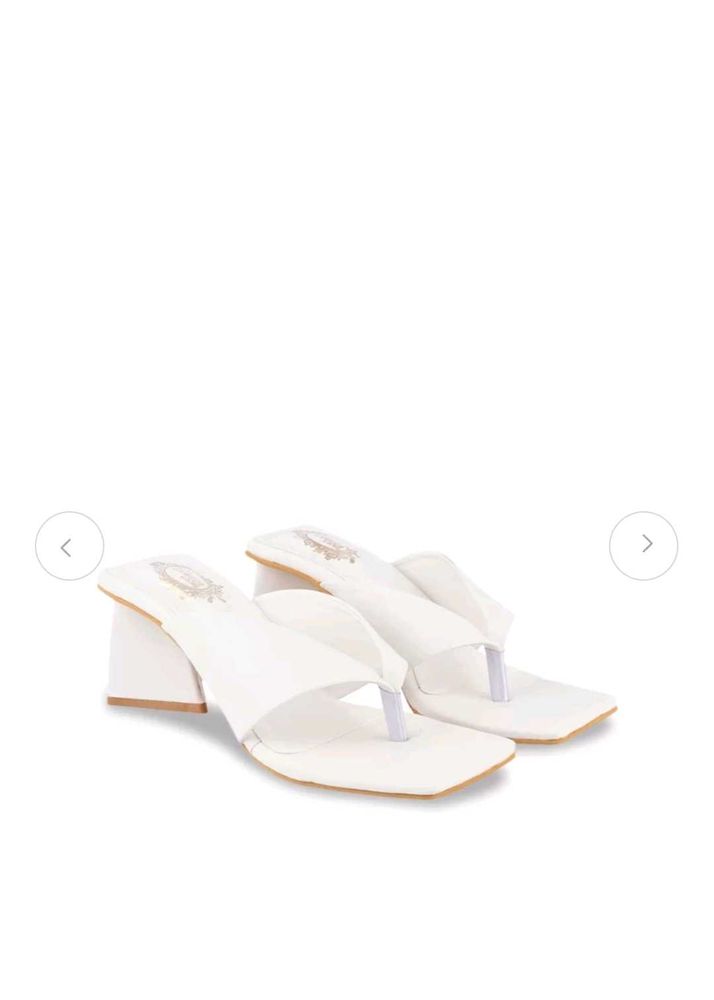 White Block Heel Sandals