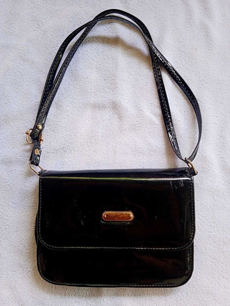 Black Patent Leather Shoulder Bag