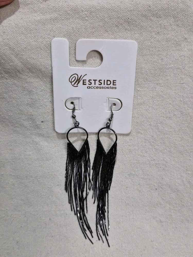 Graphite Black Tassel VINTAGE EARRINGS