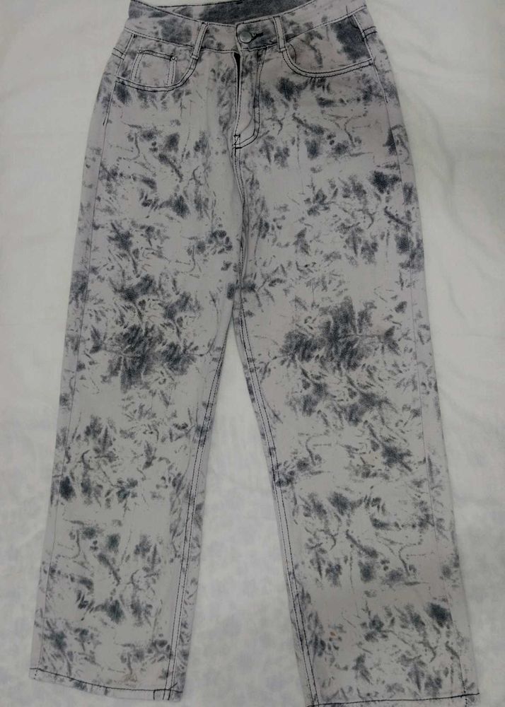 Lavender,Black Print Jeans