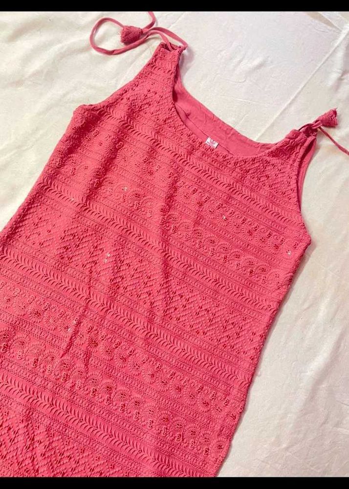 Pink Embroidered Tunic Top