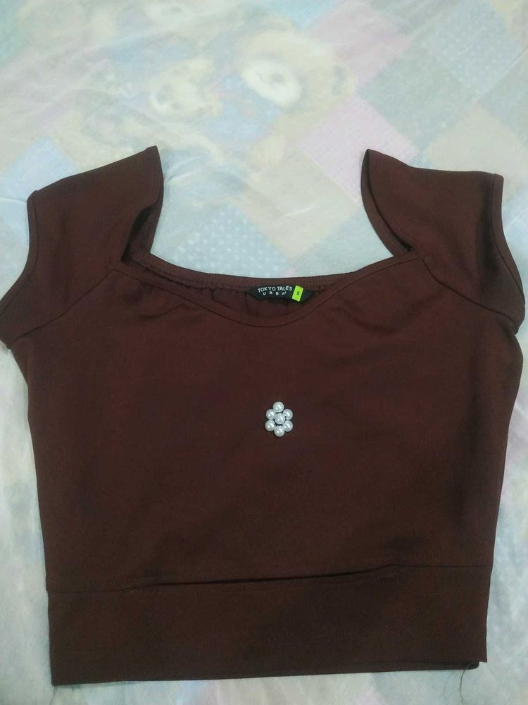 Brown Tokyo Tales Crop Top