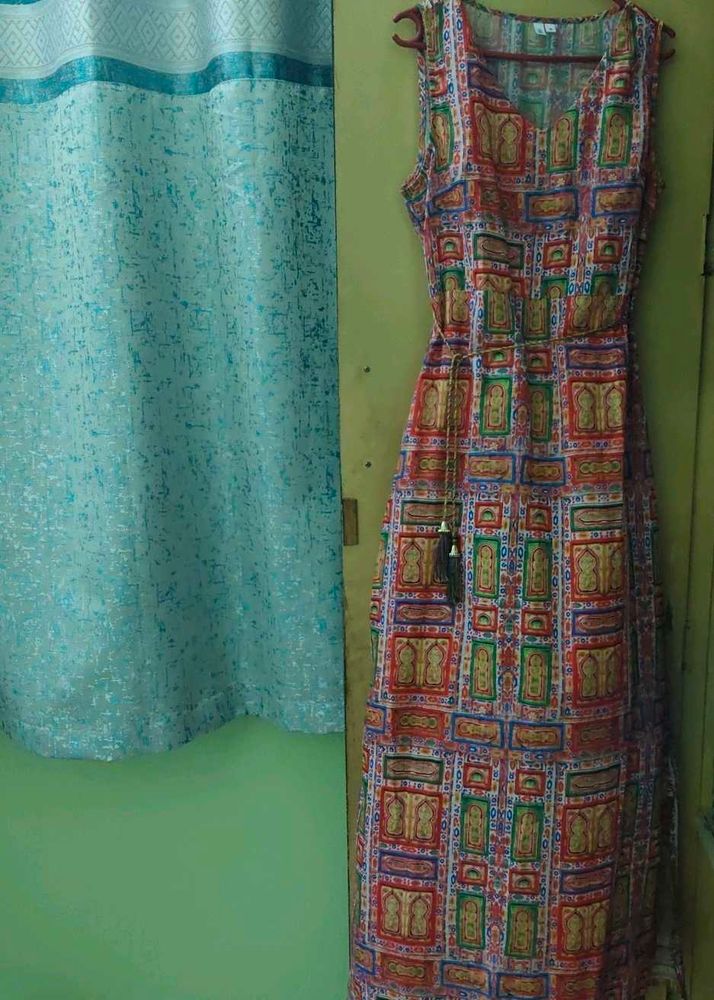 Patterned Sleeveless Maxi Dress