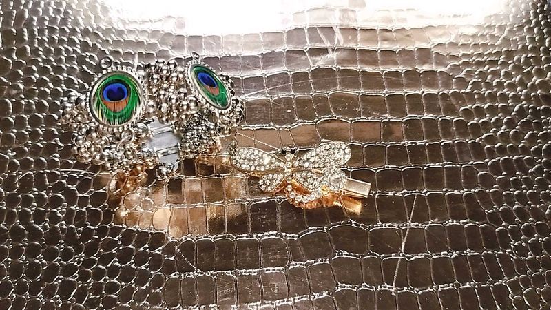 Sparkly Hair Clips - Butterfly &amp; Peacock