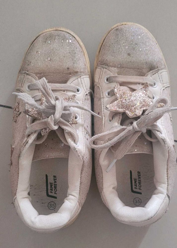 Lifestyle Girls Glittery Canvas Shoes