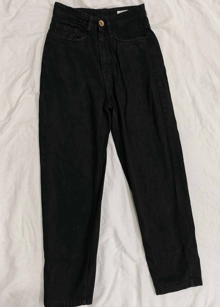 High-Waisted Black Jeans