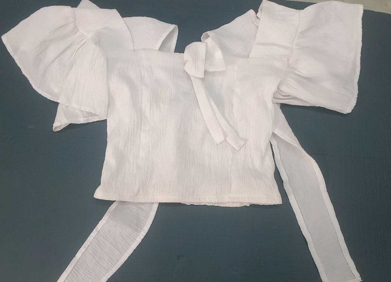 White Tie-Up Top