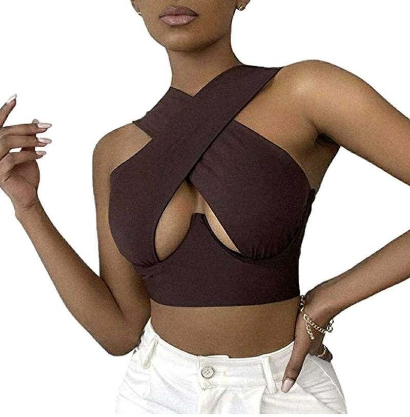 Sexy Crisscross Halter Summer Crop Tank Top