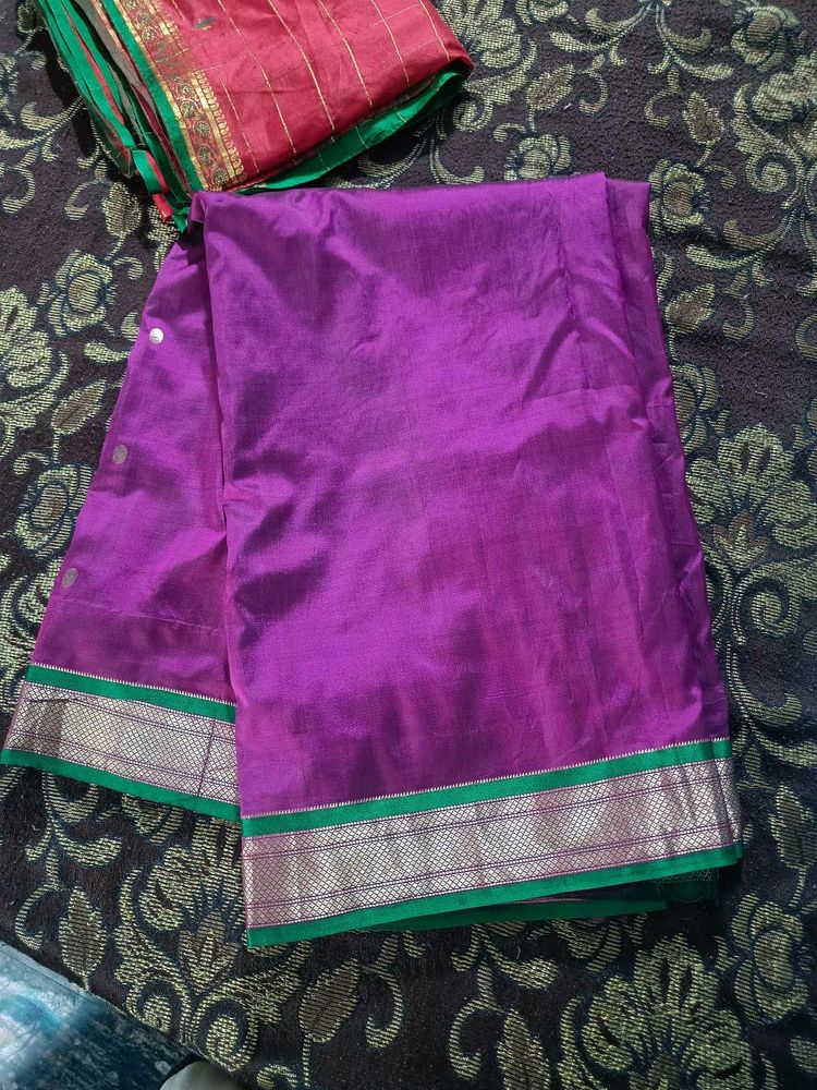 Beautiful Pure Silk Narali Kinnar Paithani Saree