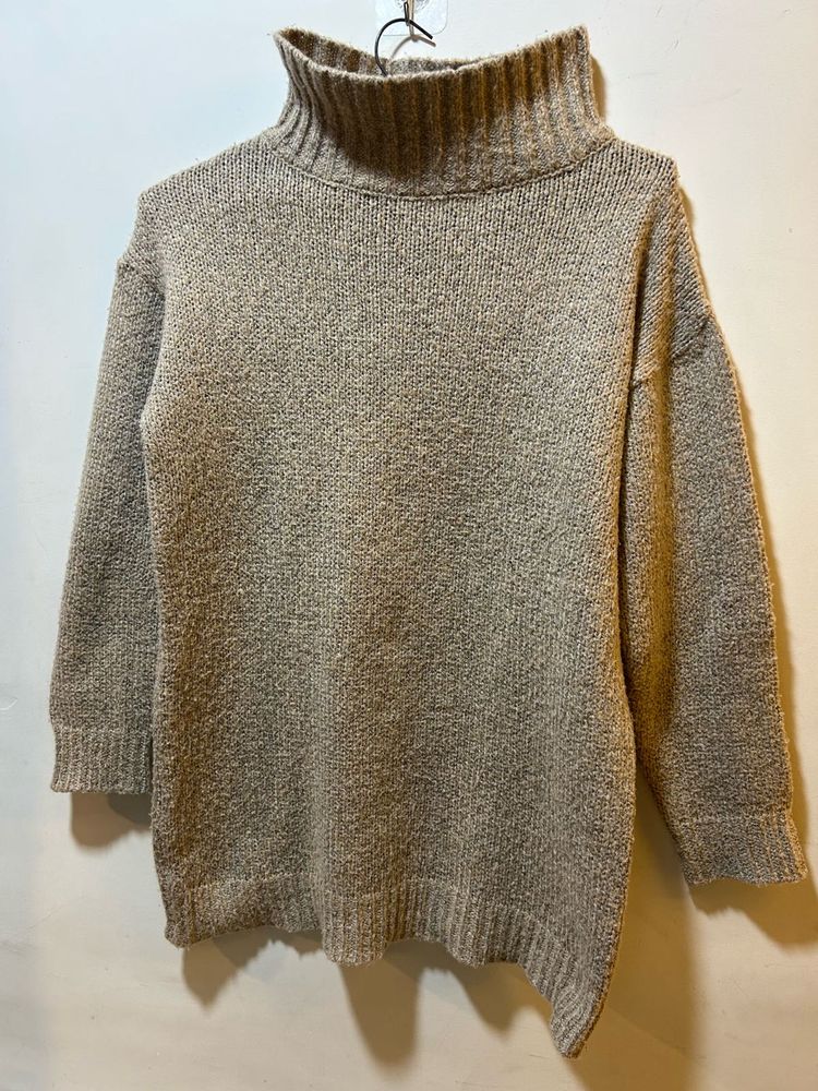 Khaki Colour Polo Neck Sweater