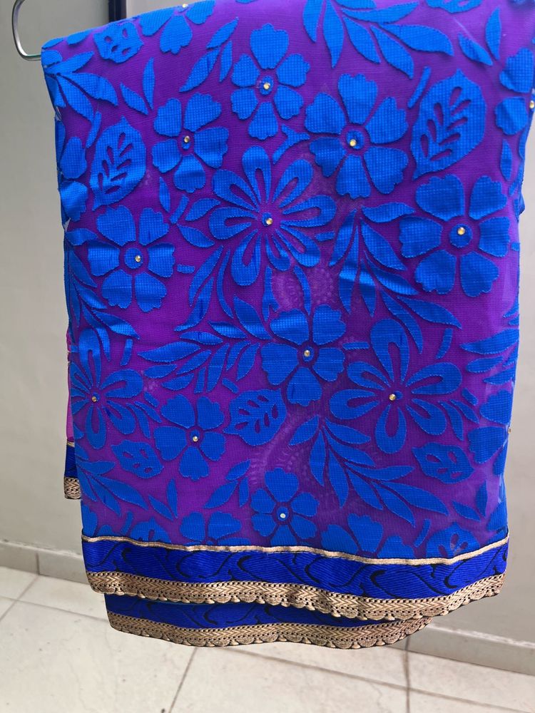 Stylish Net Saree In Multi Colour