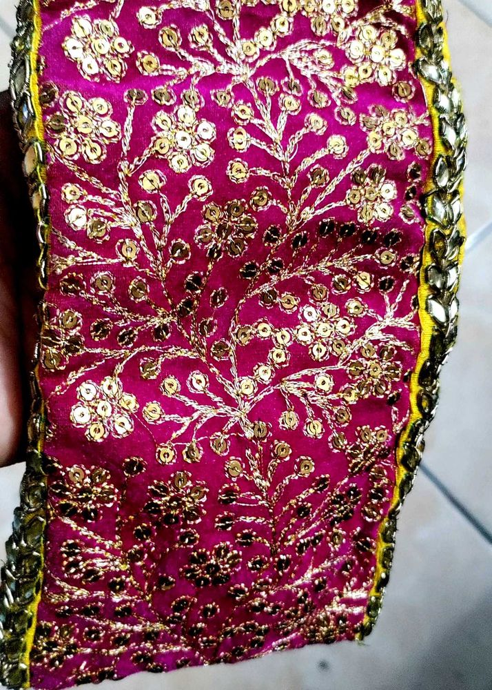 Embroidered Trim Kundan Work
