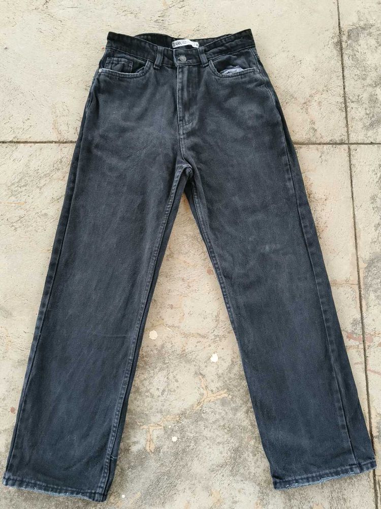 Zara Charcoal Grey Wide Leg Denim