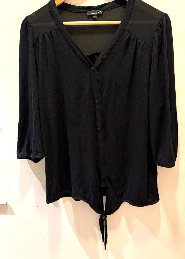 Black Button-Down Top