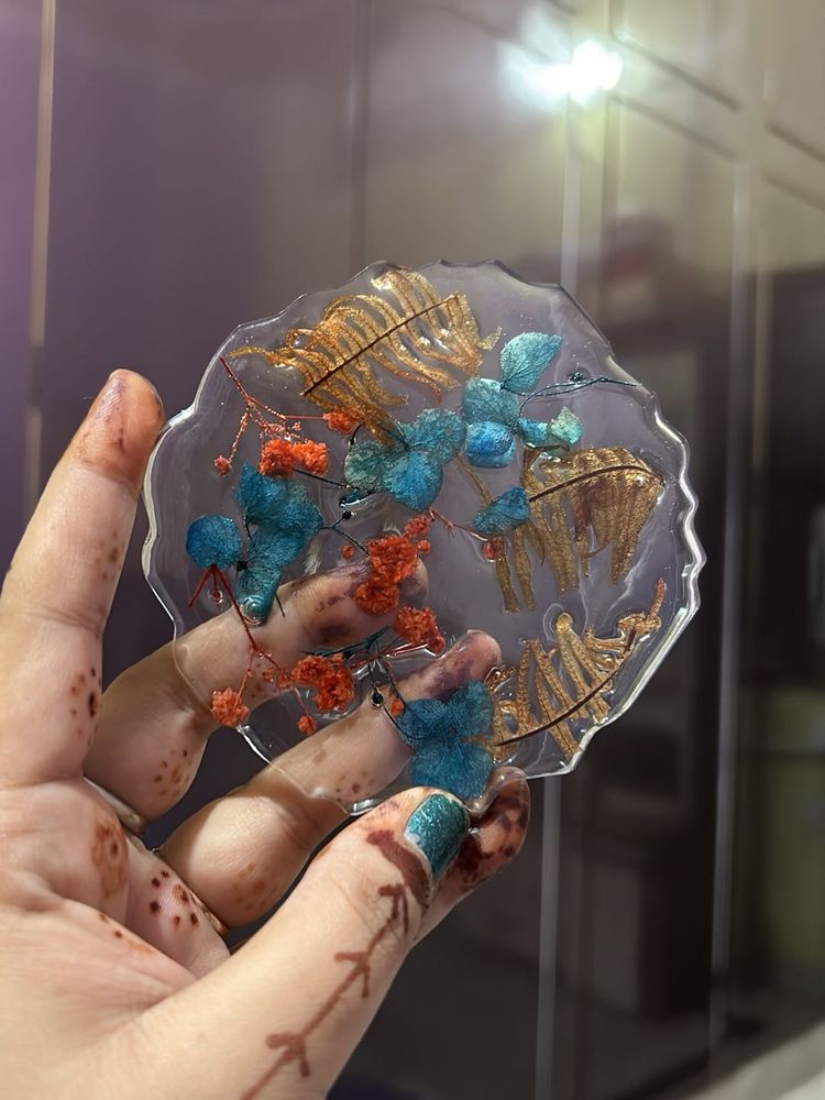 Pack Of 3  Floral Resin Coasters