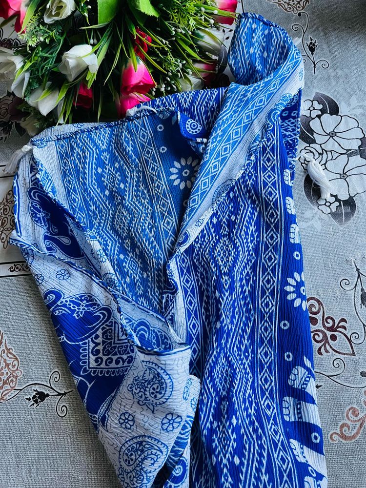 Traditional Indigo Bandhani Printed Scarf
