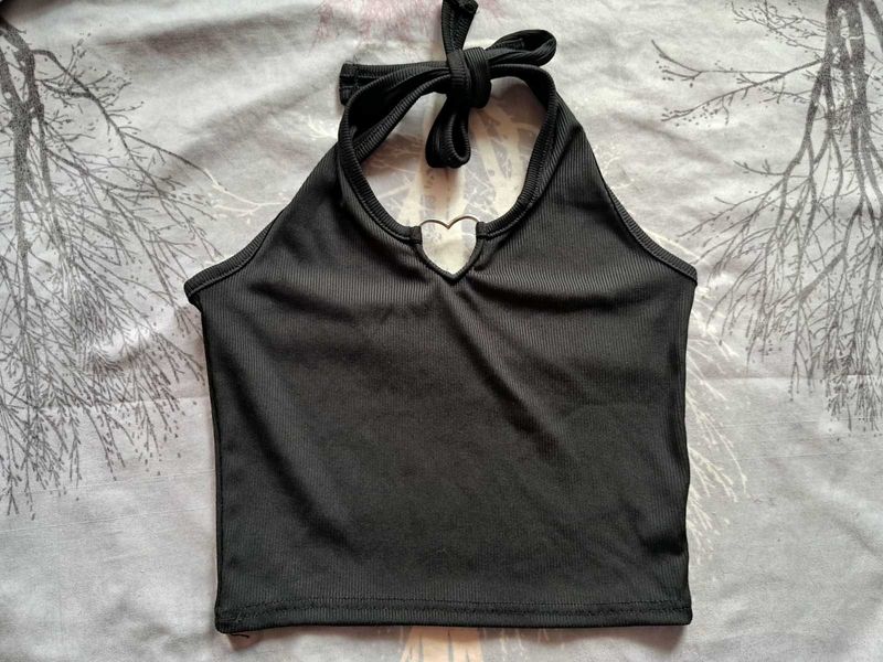 Black Heart Halter Top