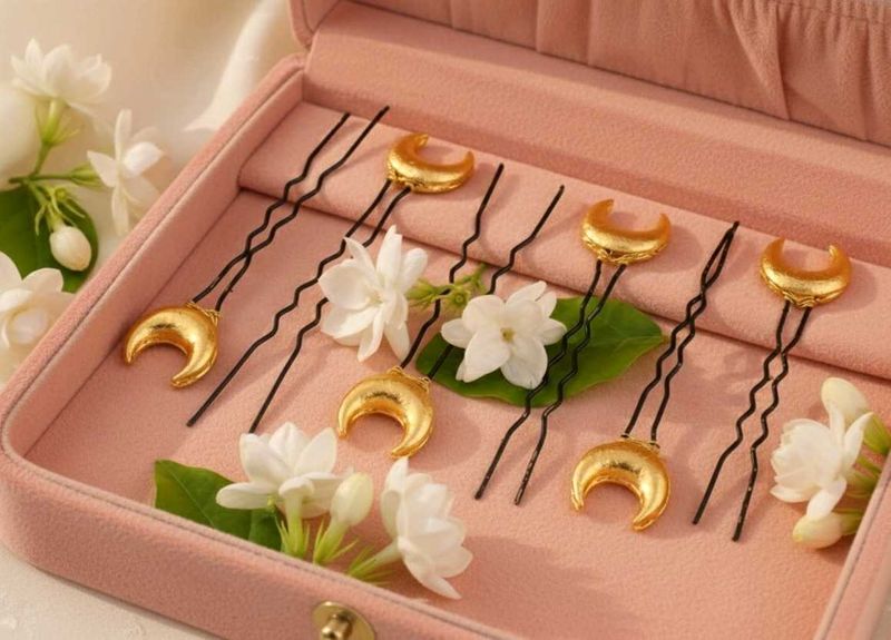 Gold Crescent Hair Pins (Set of 6)