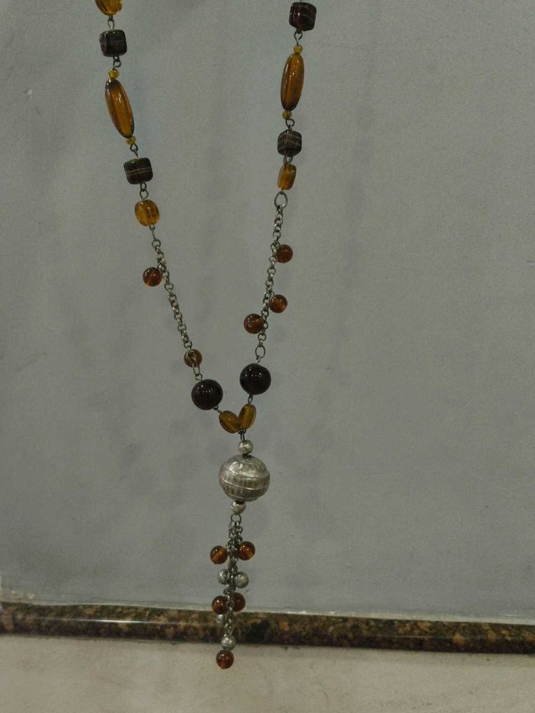 Beaded Silver Tone Necklace