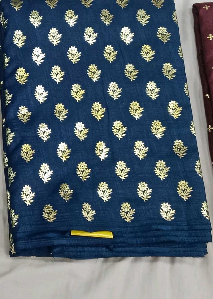 Blue Saree With Golden Detailing