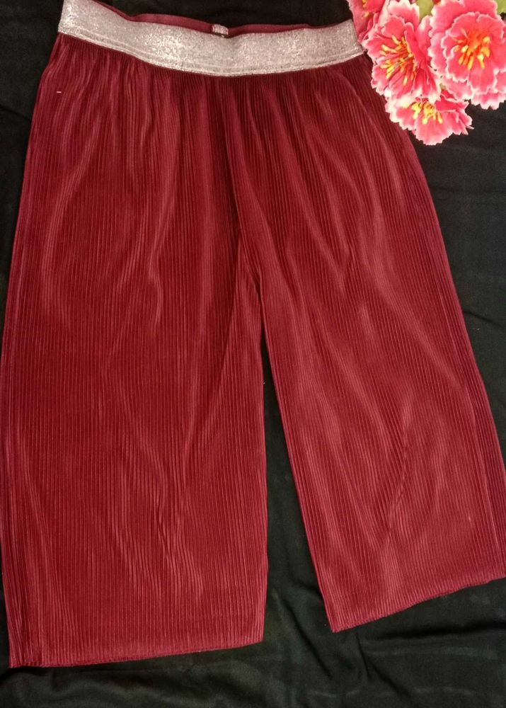 Maroon Wide Leg Pants