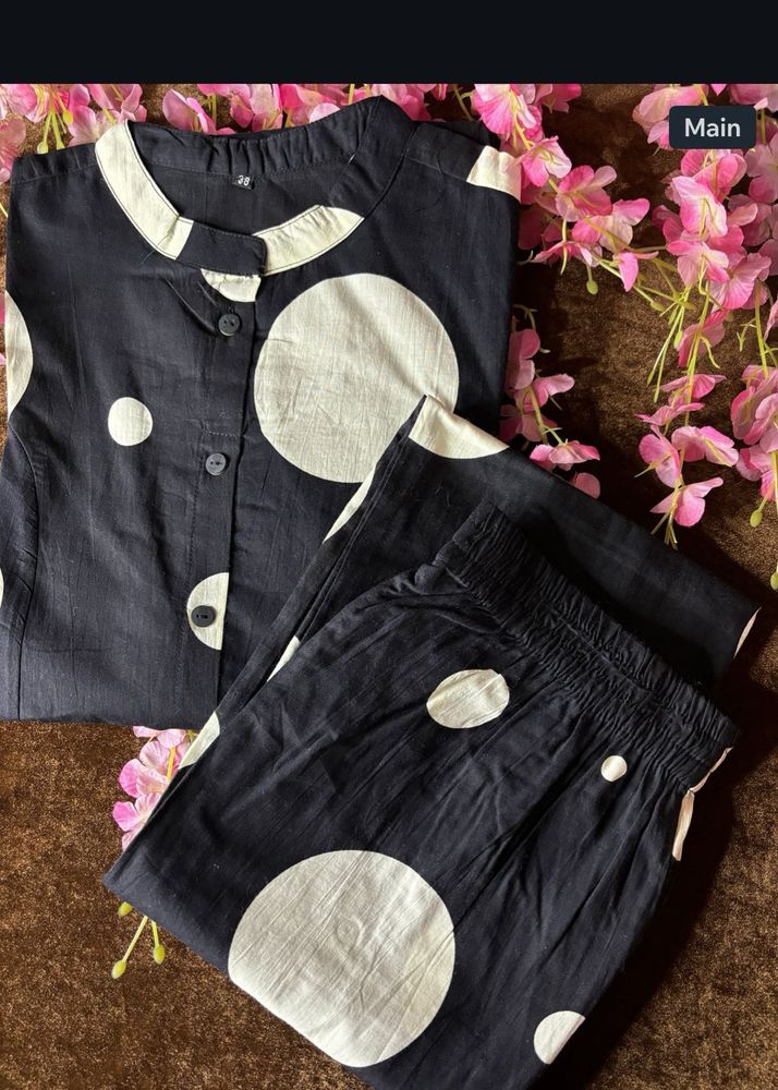 Straight Trendy Polka Dot Coord Set