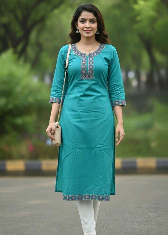 Elegant Teal Embroidered Kurta