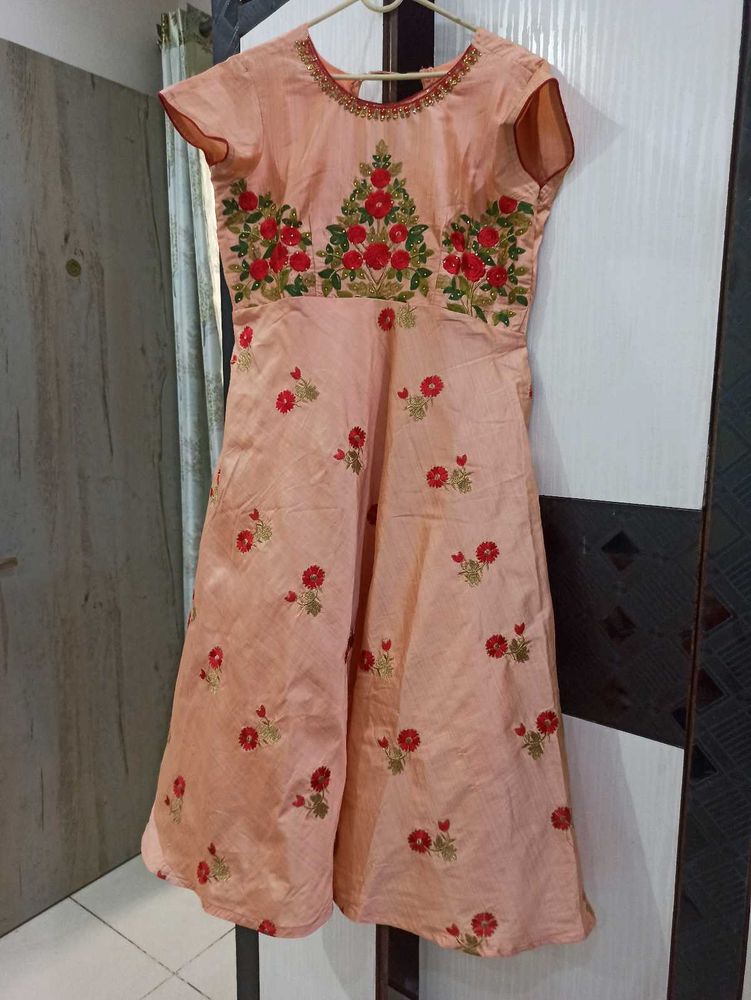 Peach Embroidered Ethnic Dress